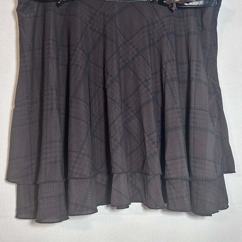 Killstar Women’s Black Layered Plaid A-Line Skirt